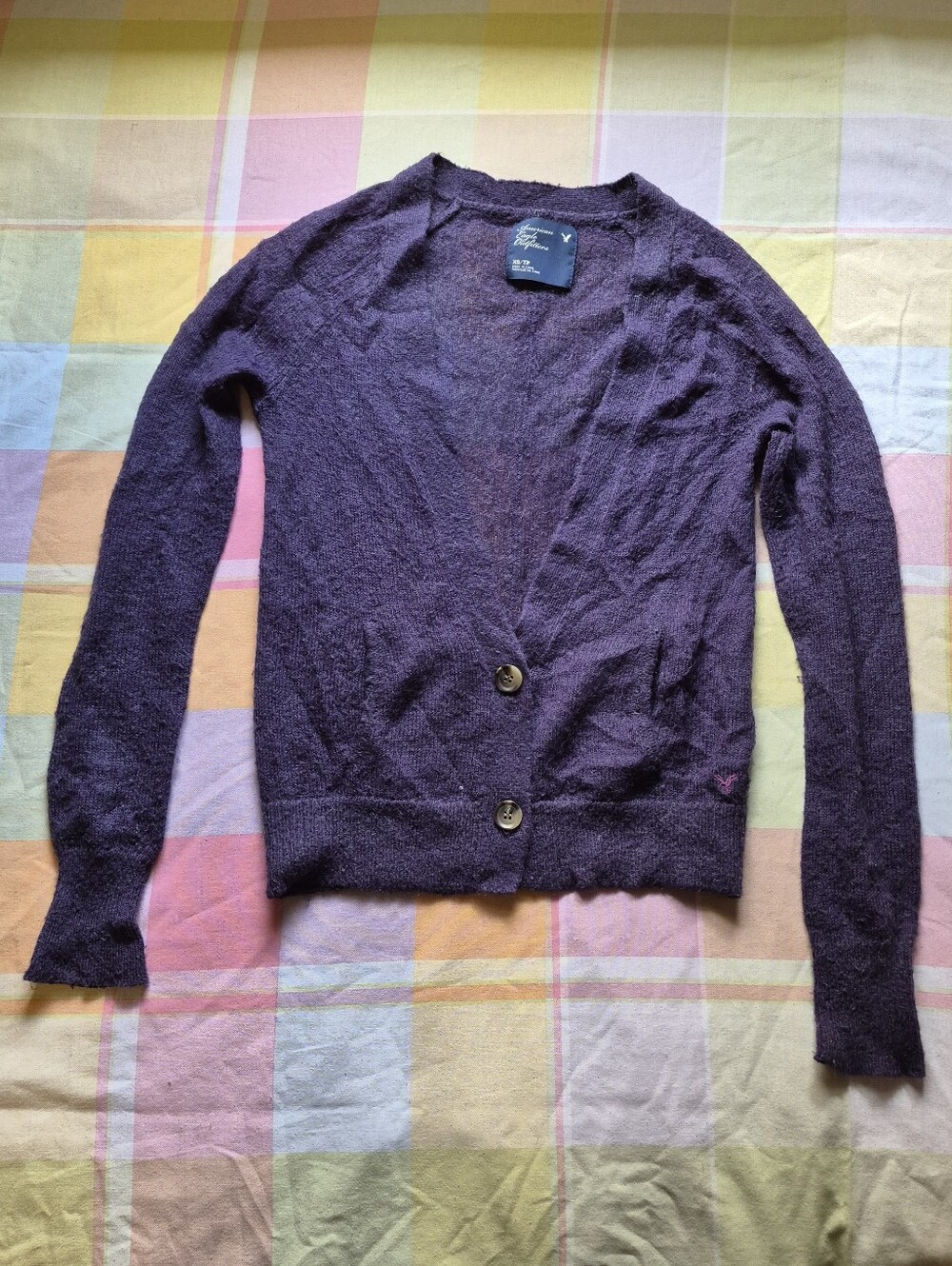 American Eagle Outfitters Deep Purple Button Cardigan
